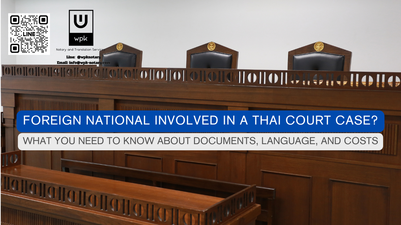Foreign National Involved in a Thai Court Case? Here's What You Need to Know About Documents, Language, and Costs